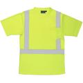 Erb Safety Wear 9006S Class 2 Lime Ylw Short Sleeve T-Shirt W/Reflct Striping, Lg 61671